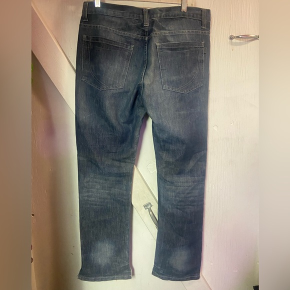 Pd & C denim Mens medium wash distressed blue jeans 36 x 32 men’s straight leg - Picture 4 of 9